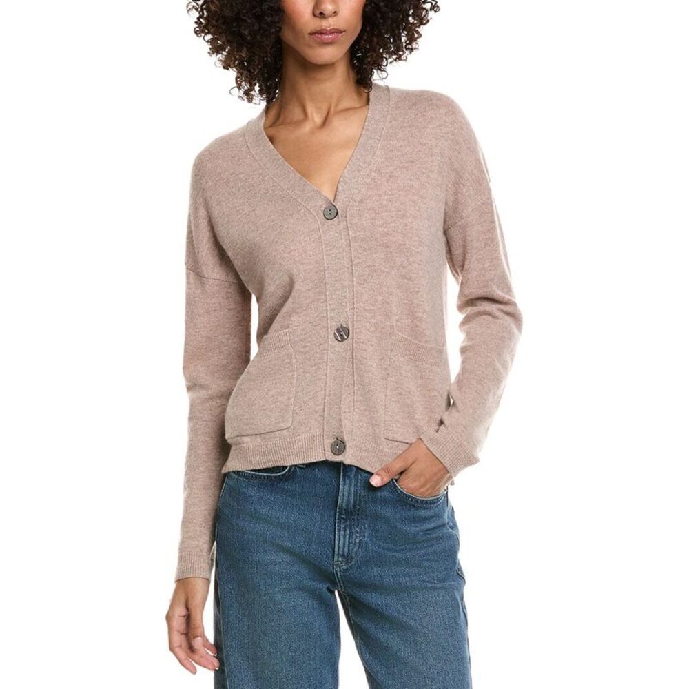 Incashmere Womens  Box Wool & Cashmere-Blend Cardigan, Brown